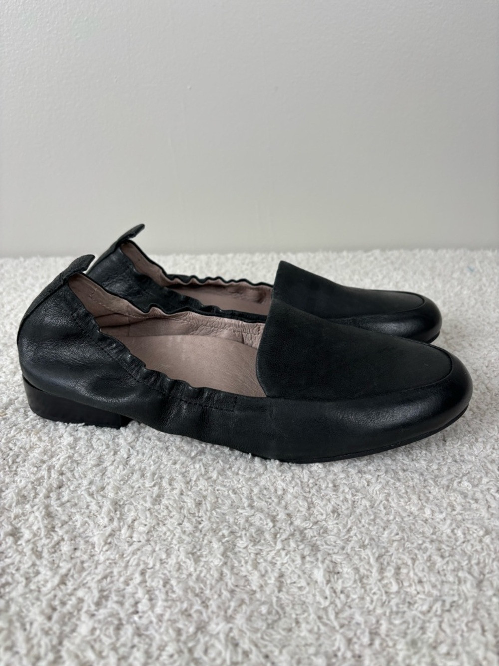 Abeo Shoes Womens 8N Black Jean Leather Flex Arch Support Slip On Casual Comfort
